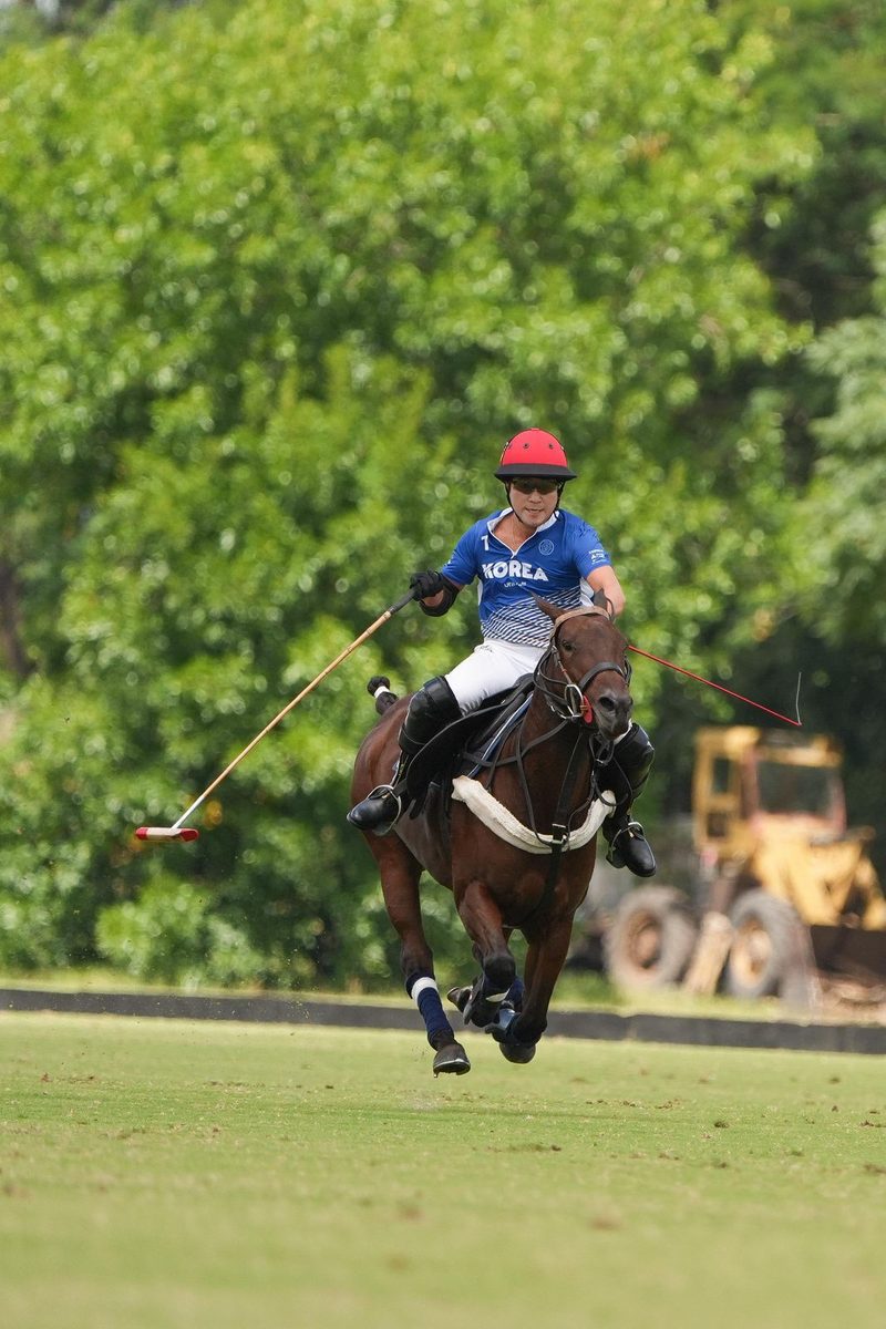 Polo player in action